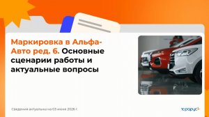 Маркировка в Альфа-Авто ред. 6. Основные сценарии работы и актуальные вопросы - 03.06.2026