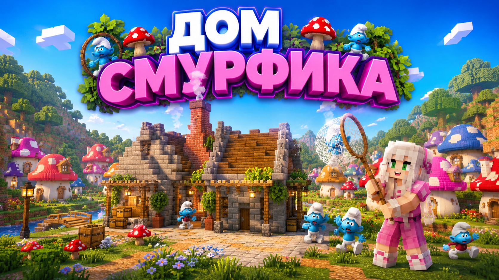 Я ПОСТРОИЛА ДОМ ДЛЯ СМУРФИКОВ |РЕЛАКСИРУЮЩИЙ МАЙНКРАФТ