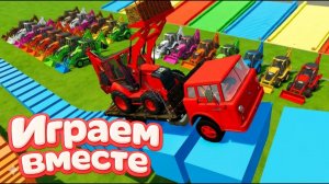 МУЛЬТИКИ ДЛЯ ДЕТЕЙ ПРО РАЗНОЦВЕТНЫЕ МАШИНКИ И ГРУЗОВИКИ НА ФЕРМЕ 🟠 ГОНКИ МАШИНОК НА ФЕРМЕ 🟠
