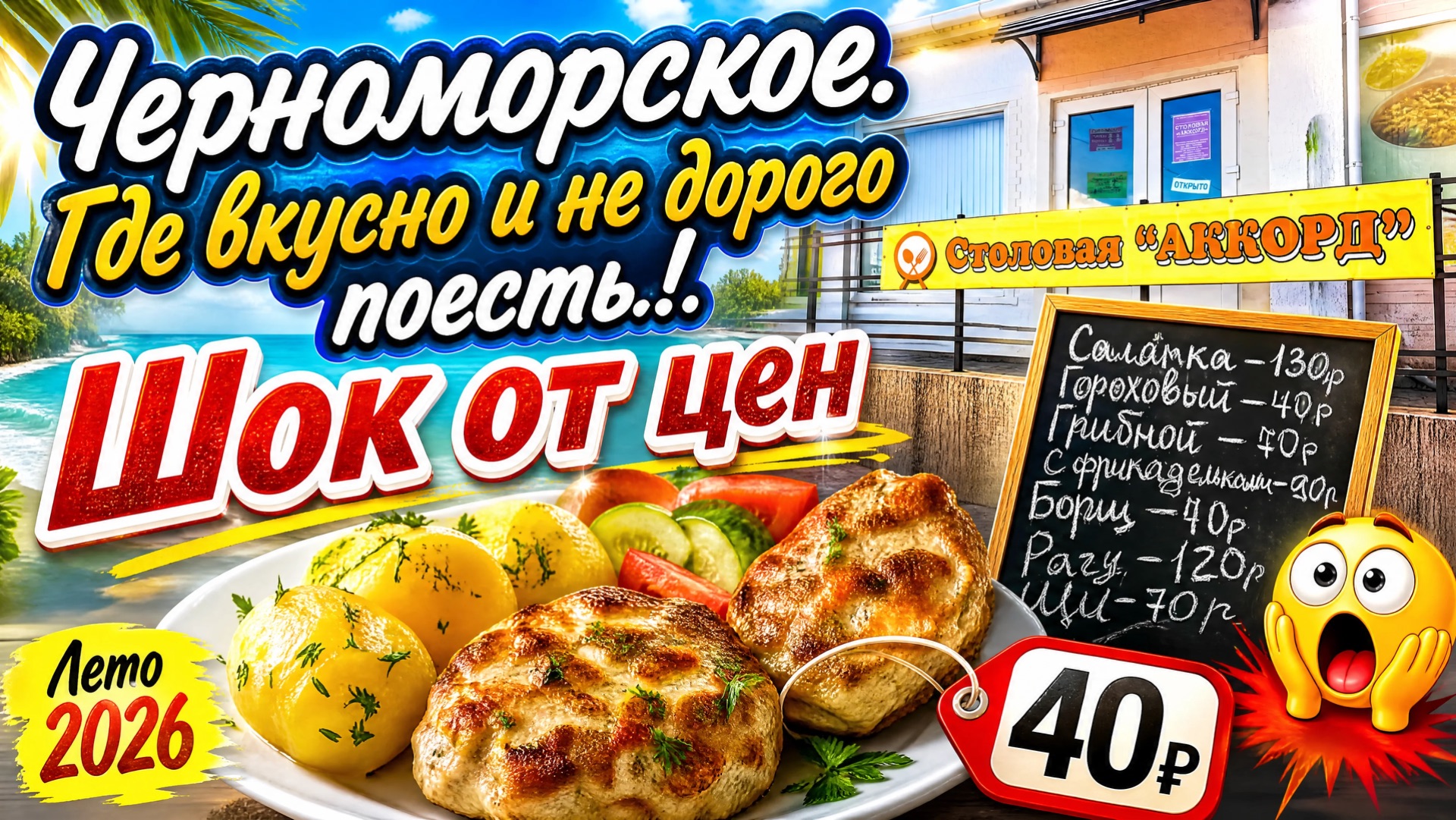 Черноморское! Столовая Аккорд! Самое бюджетное питание смотреть онлайн
