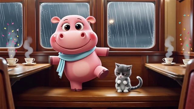 🦛🚂 РОЗОВЫЙ БЕГЕМОТИК: 3D-путешествие на поезде с ветерком!