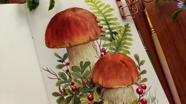 Мастер-класс по рисованию акварелью осенних лесных грибов