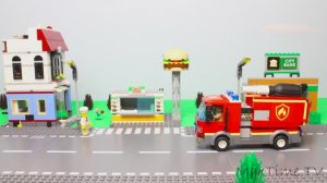 Lego Пожарная машина, Поезд, Самосвал и Полиция Веселые машинки для детей Лего