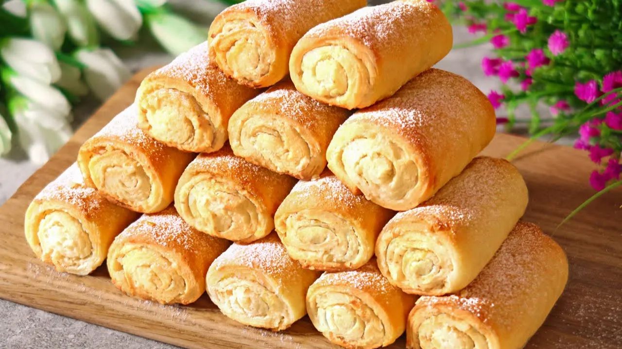 Творожное печенье трубочки! Такое в магазине не купишь! Рецепт печенья к чаю с начинкой! смотреть онлайн