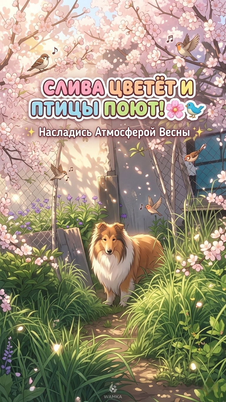 Слива в цвету: слушайте, как поют птицы… 🌸🐦