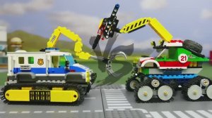 Лего Бульдозер против Экскаватора Битва строительной техники Lego