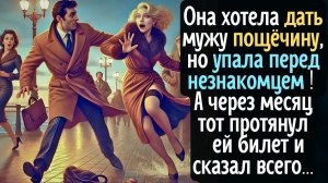 Она хотела дать мужу пощёчину, но упала перед незнакомцем. Через месяц он протянул ей билет и сказал