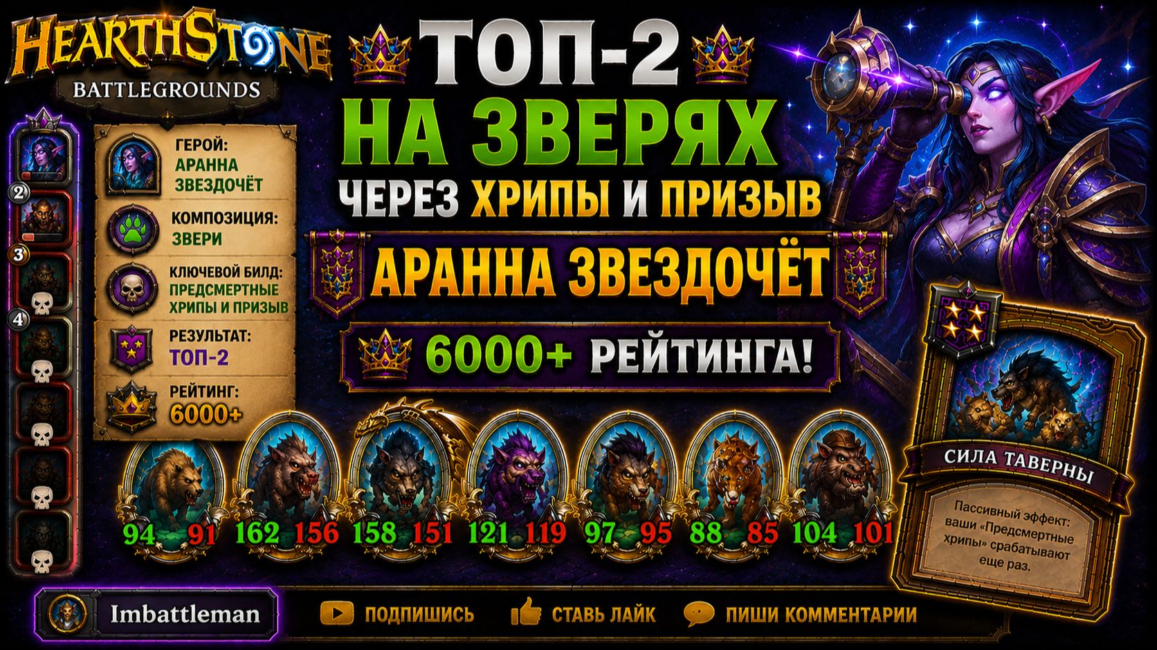 Уверенный Топ-2 на зверях через Хрипы и Призыв | Аранна Звездочёт 6000+