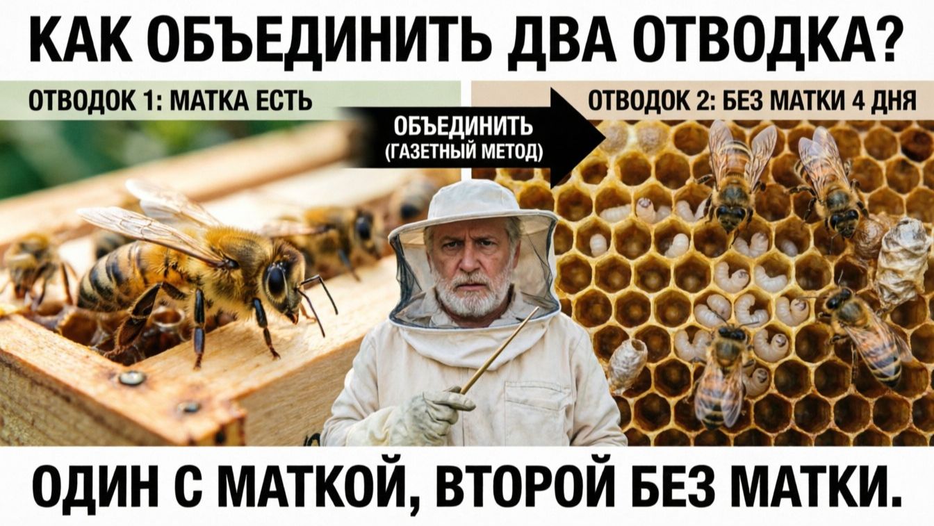Как объединить два отводка, если в одном матка, а в другом её убили 4 дня назад? 🐝🔧 смотреть онлайн