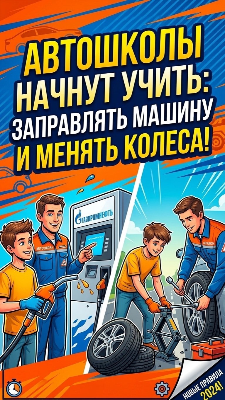 Автошколы начнут учить заправлять машину и менять колеса