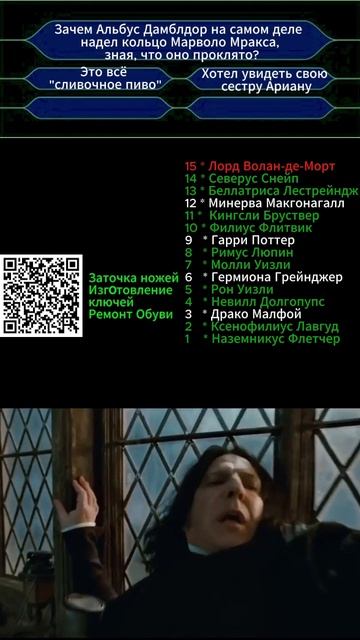 Кто ты в "Гарри Поттер и Дары Смерти"  вопрос № 15