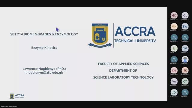 SBT 214 Biomembranes and Enzymology - Enzyme Kinetics