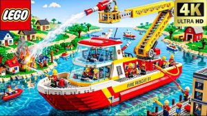 УДИВИТЕЛЬНЫЙ пожарно-спасательный катер LEGO спасает город! | Забавный эксперимент Lego