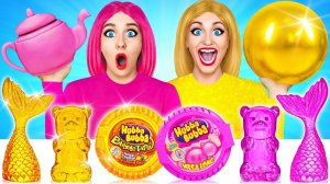 Челлендж с едой# Розовое vs Золотое # Едим продукты одного цвета! Мокпан от Multi Do