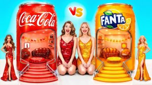 Строим Удивительный Кукольный Домик # Кока-Кола vs Фанта