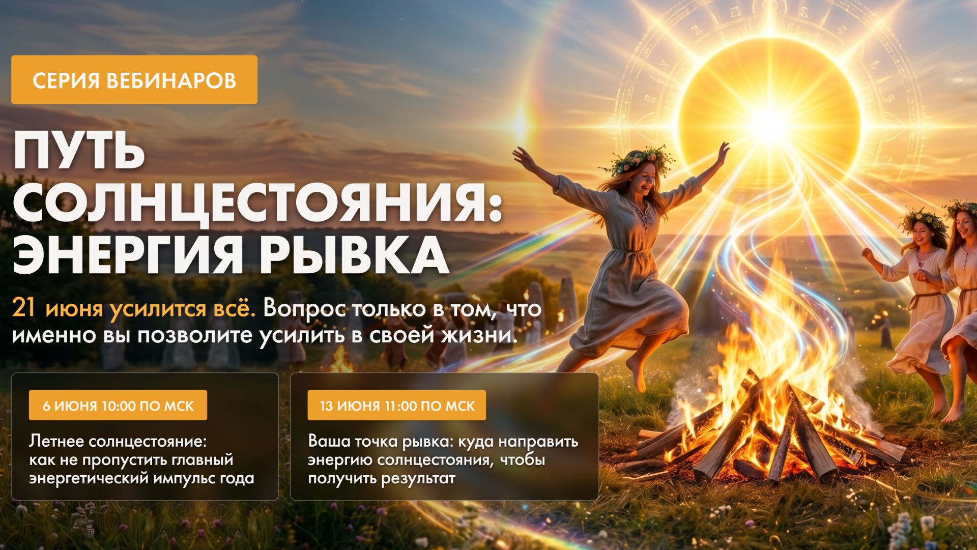 вебинар «Летнее солнцестояние: как не пропустить главный энергетический импульс года» смотреть онлайн