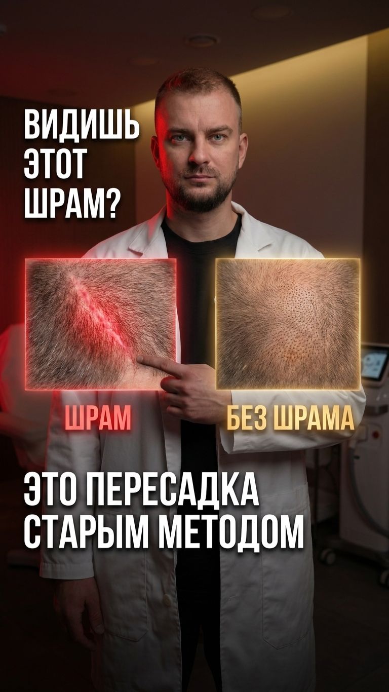 Шрам на затылке после пересадки волос 🔍