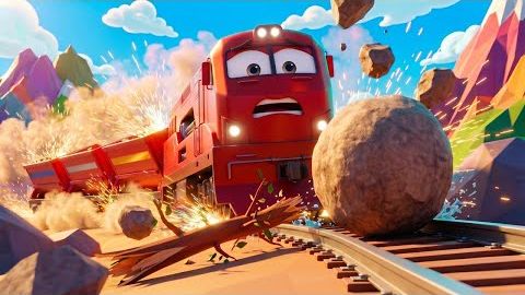 Горный поезд в беде 😱 Камнепад и снег остановили путь! 🚂❄️ Мультики для детей смотреть онлайн