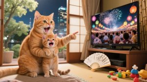 Мама-кошка удивила котенка Джинджер поездкой на японский фестиваль фейерверков Ханаби 🎇💖🌸