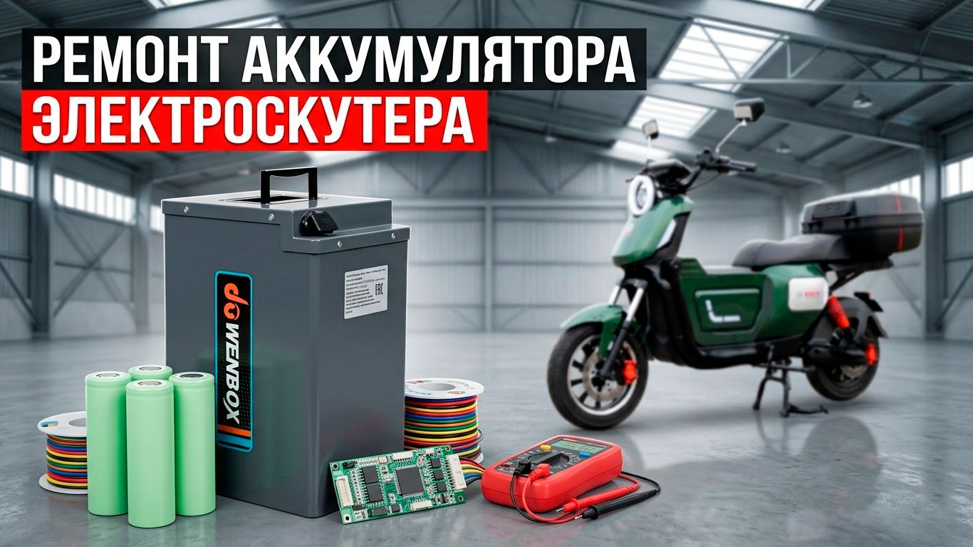 Ремонт аккумулятора электроскутера 60v LiFePo4 от Wenbox U2 - Часть 2 смотреть онлайн