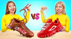 Челлендж. Шоколадная Еда vs Настоящая еда # Смешные Моменты от Jelly DO Challenge