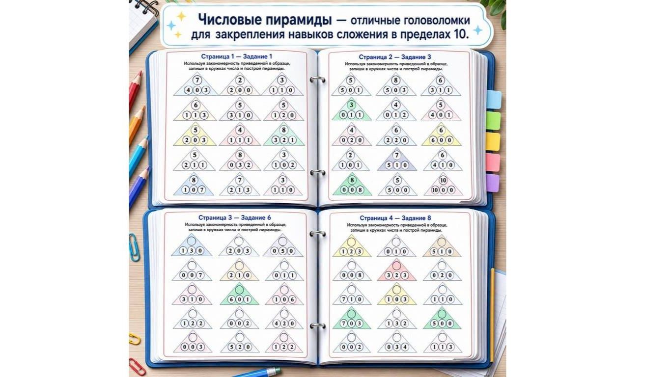 Числовые пирамиды. Сложение в пределах 10