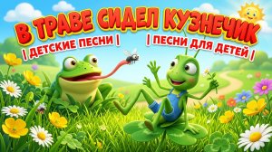 В траве сидел кузнечик | Детские песни | Песни для детей | Детская песенка в траве сидел кузнечик