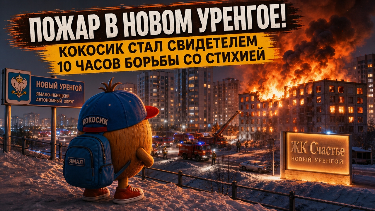 Кокосик смотрит пожар в Новом Уренгое