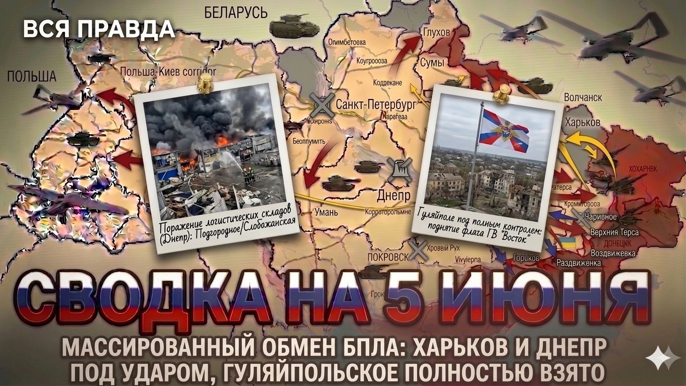 СВОДКА БОЕВЫХ ДЕЙСТВИЙ НА 5 ИЮНЯ, КАРТА СВО СЕГОДНЯ, НОВОСТИ , СВО НА УКРАИНЕ, 2026 ЮРИЙ ПОДОЛЯКА смотреть онлайн