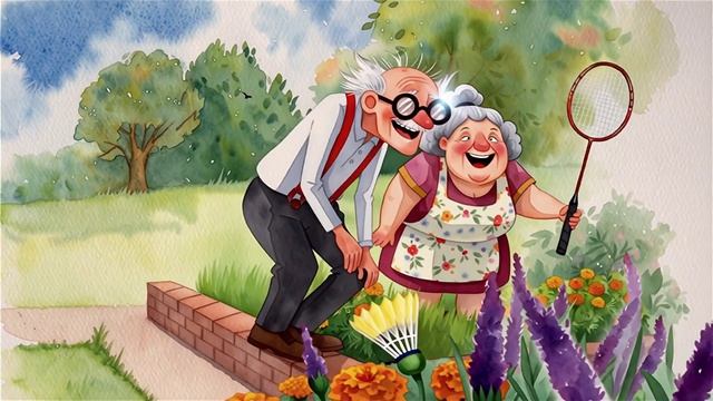 👴🏸 ДЕД И БАБУЛЯ: сражаются в бадминтон с азартом!