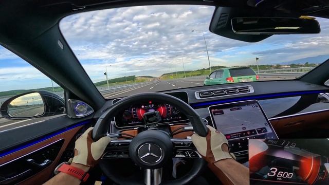 MERCEDES BENZ S 400 d 2022 года — тест-драйв на автобане от первого лица I 4K