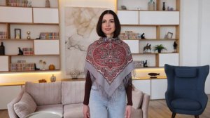 «Ночная серенада «-1 - платок шерстяной с шелковой бахромой