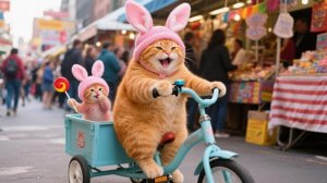 Джинджер любит розовый!Помогите маме-кошке сделать шапку кролику и получите леденец😺🐇🍭