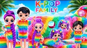 K-Pop Семья в Радужном самолёте! 10 поделок для кукол Хантрикс.