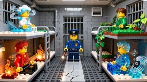 Скрытый побег: Огонь, вода, воздух и Земля Спасаются из тюрьмы LEGO City | Анимация Lego Stop Motion