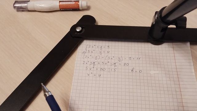 { 2x² + y = 9, 3x² – y = 11 }