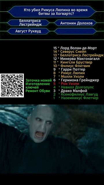 Кто ты в "Гарри Поттер и Дары Смерти"  вопрос № 5