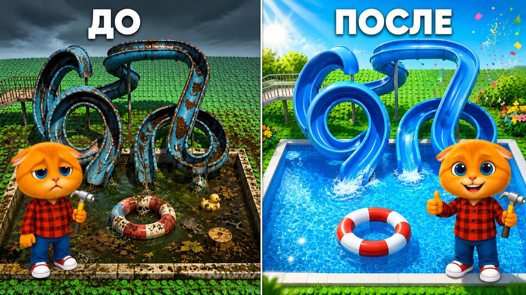 СТРОЮ АКВАПАРК 67 ГОРКАМИ В РОБЛОКС! БЫЛ СЛОМАННЫЙ 67 - СТАЛ ЯРКИЙ 67! смотреть онлайн