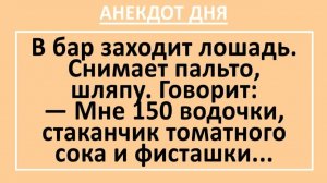 В бар заходит лошадь. Снимает пальто, шляпу и говорит: Мне 150 водочки... | Анекдоты смешные | Юмор