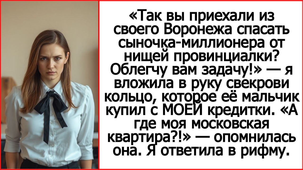 Так вы приехали из своего Воронежа спасать сына от нищей провинциалки? Иcтории из жизни.