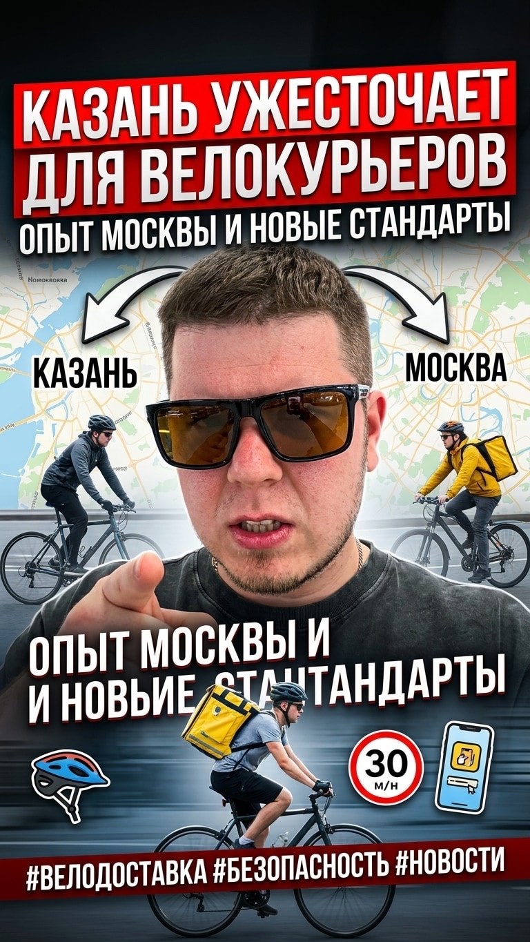 Казань ужесточает правила для велокурьеров: опыт Москвы и новые стандарты безопасности