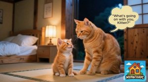 Котёнок-рыжий и мама кота присоединились к таинственному мастер-классу по оригами в Японии
