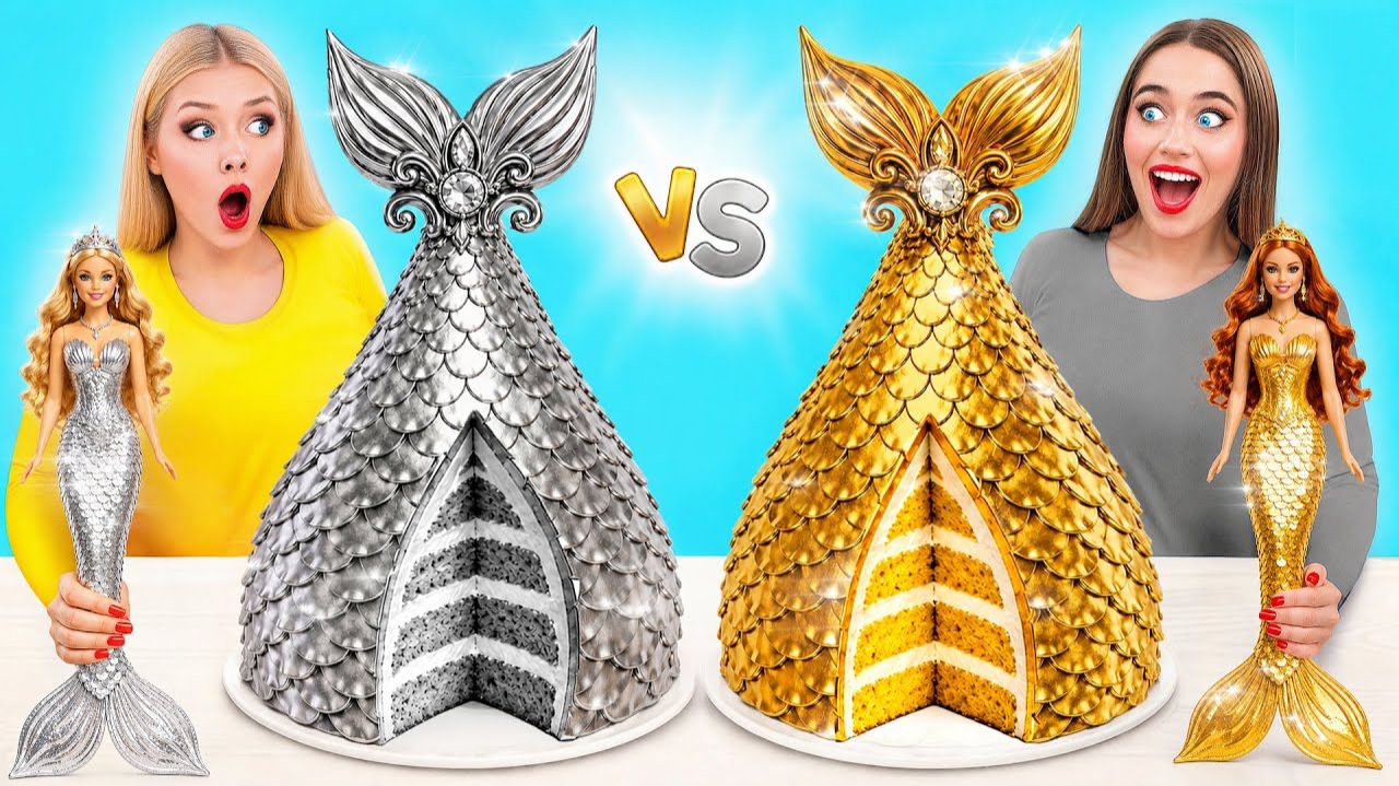 Укрась Торт Челлендж Золотой vs Серебряный Забавные Лайфхаки с Едой смотреть онлайн