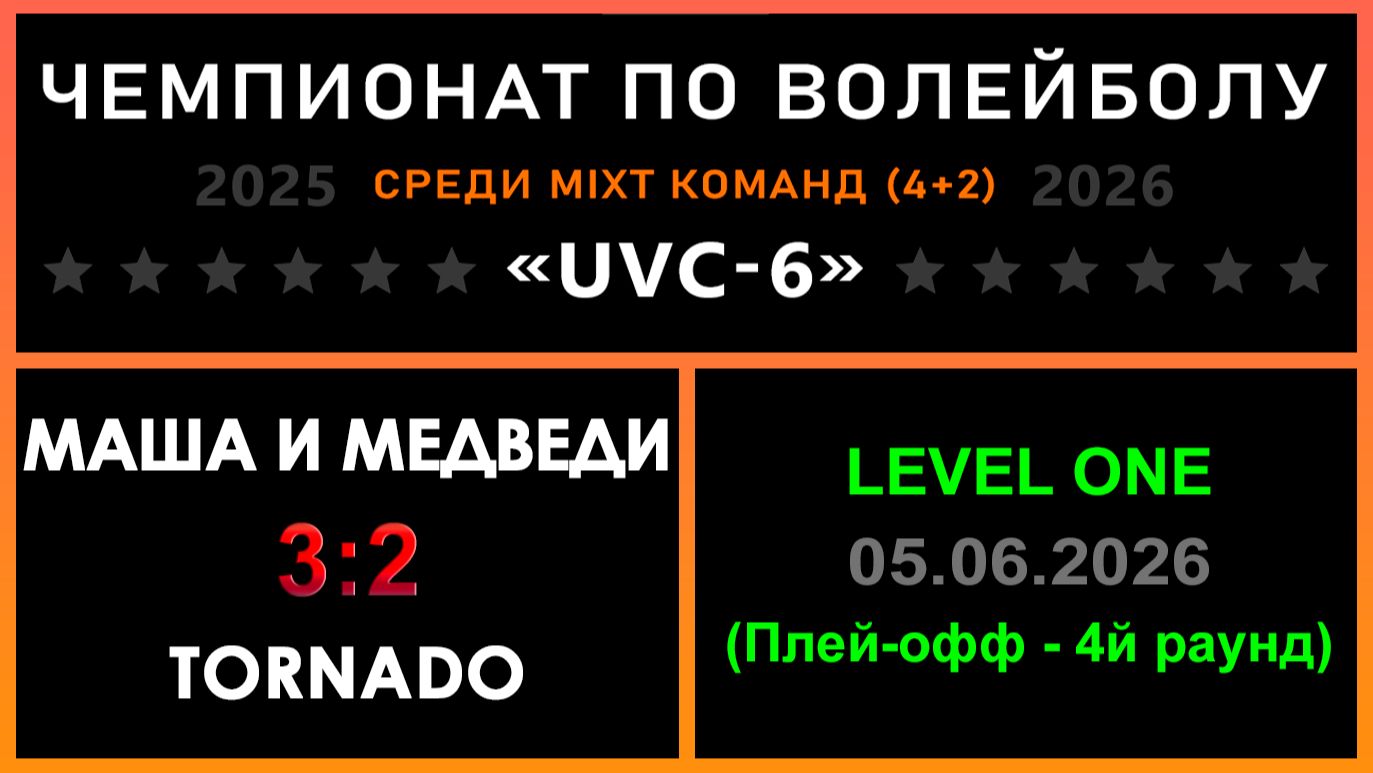 Маша и Медведи - Tornado, UVC-6 (Mixt) - LEVEL ONE (Плей-офф - 4й раунд)