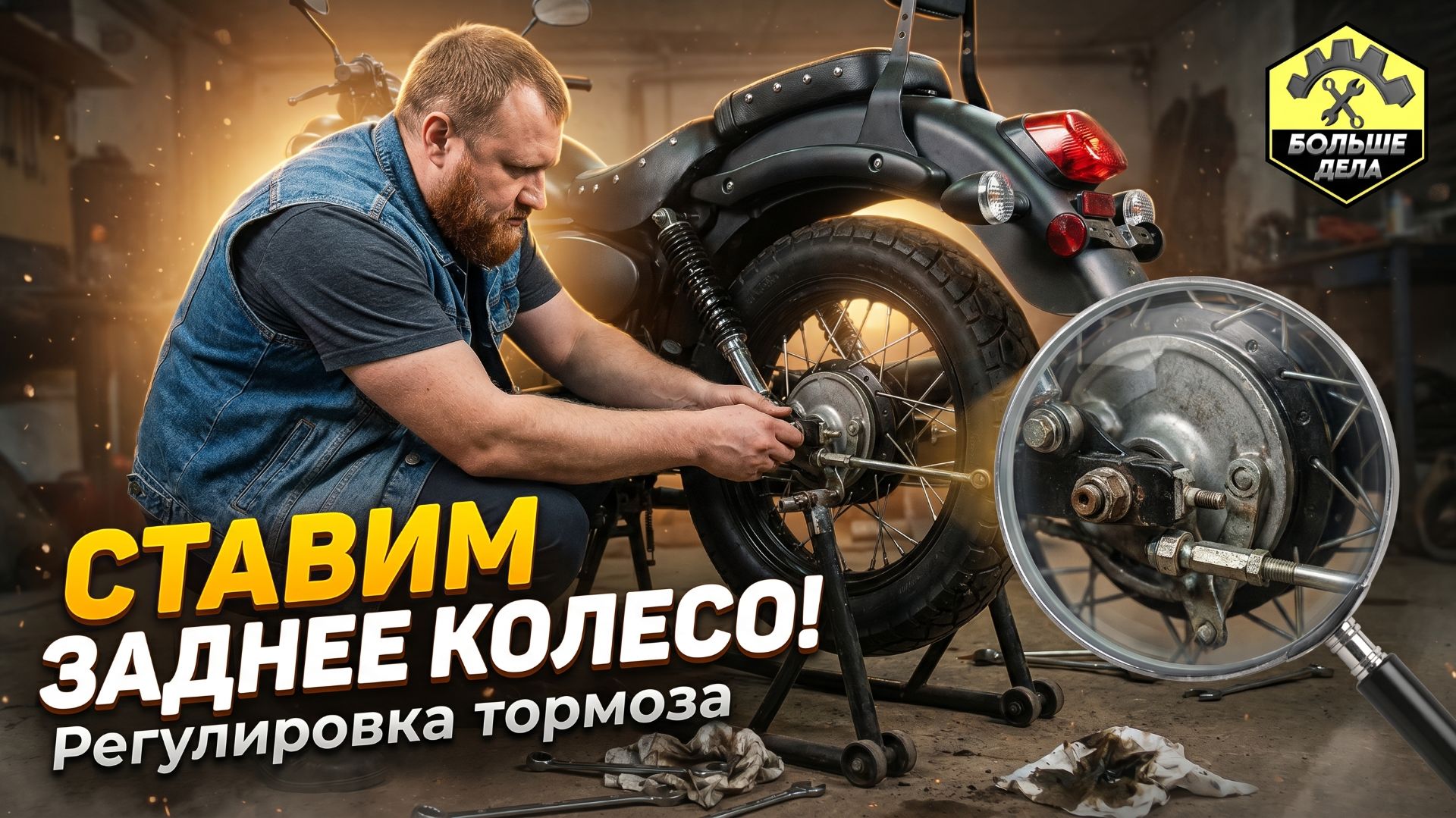Установка заднего колеса и первичная регулировка заднего тормоза Wels Трофейный смотреть онлайн