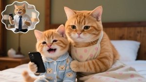 Рыжий котенок скучает по папе-коту, мама-кошка звонит, чтобы котенок увидел папу – 5 трогательных ис