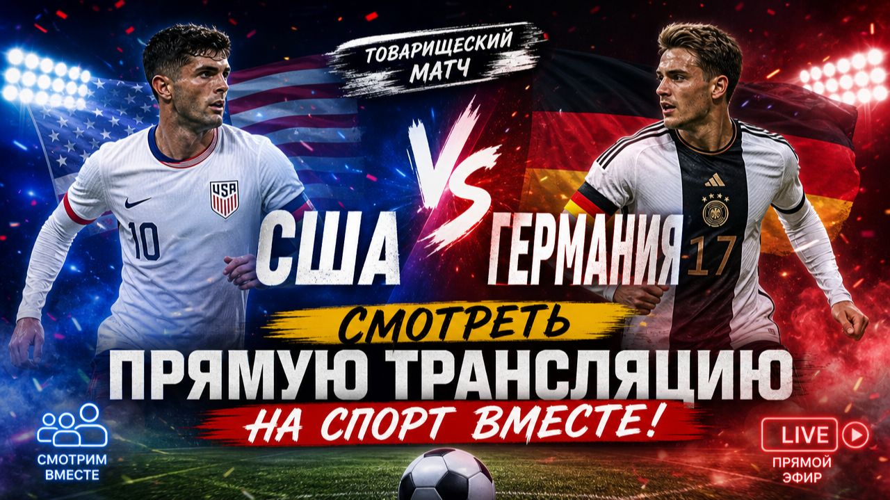 США — Германия Футбол Товарищеский матч. Смотреть Прямую Трансляцию смотреть онлайн