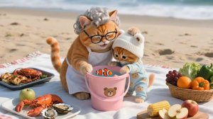Рыжий котёнок голоден 😢, мама-кошка демонстрирует свои потрясающие кулинарные навыки 💕