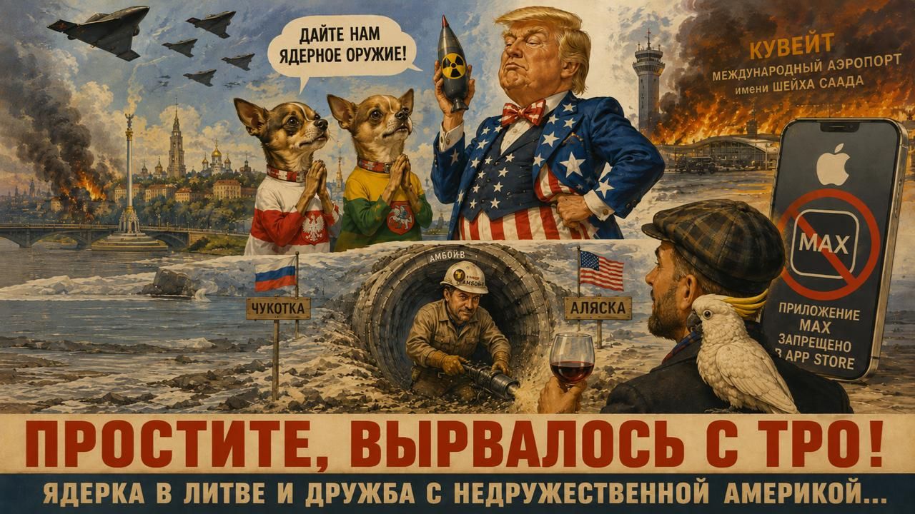 "Простите, вырвалось!" №431 | Про ядерку в Литве и Польше, тоннель из РФ в США, запрет МАХ на айфоне