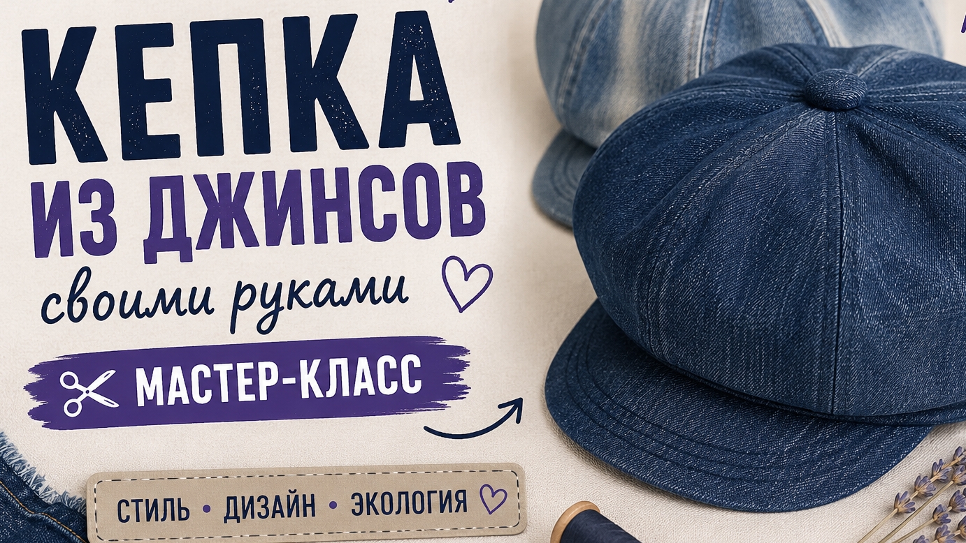 КЕПКА ИЗ ДЖИНСОВ СВОИМИ РУКАМИ | Как сшить джинсовую кепку | Переделка старых джинсов
